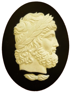 Cameo in Siena marble: "Zeus" by Francesca Abbate, modeler & engraver